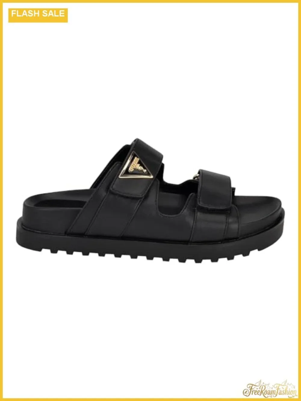 Faux Leather Platform Sandal Adjustable Double Strap Slip-On Casual